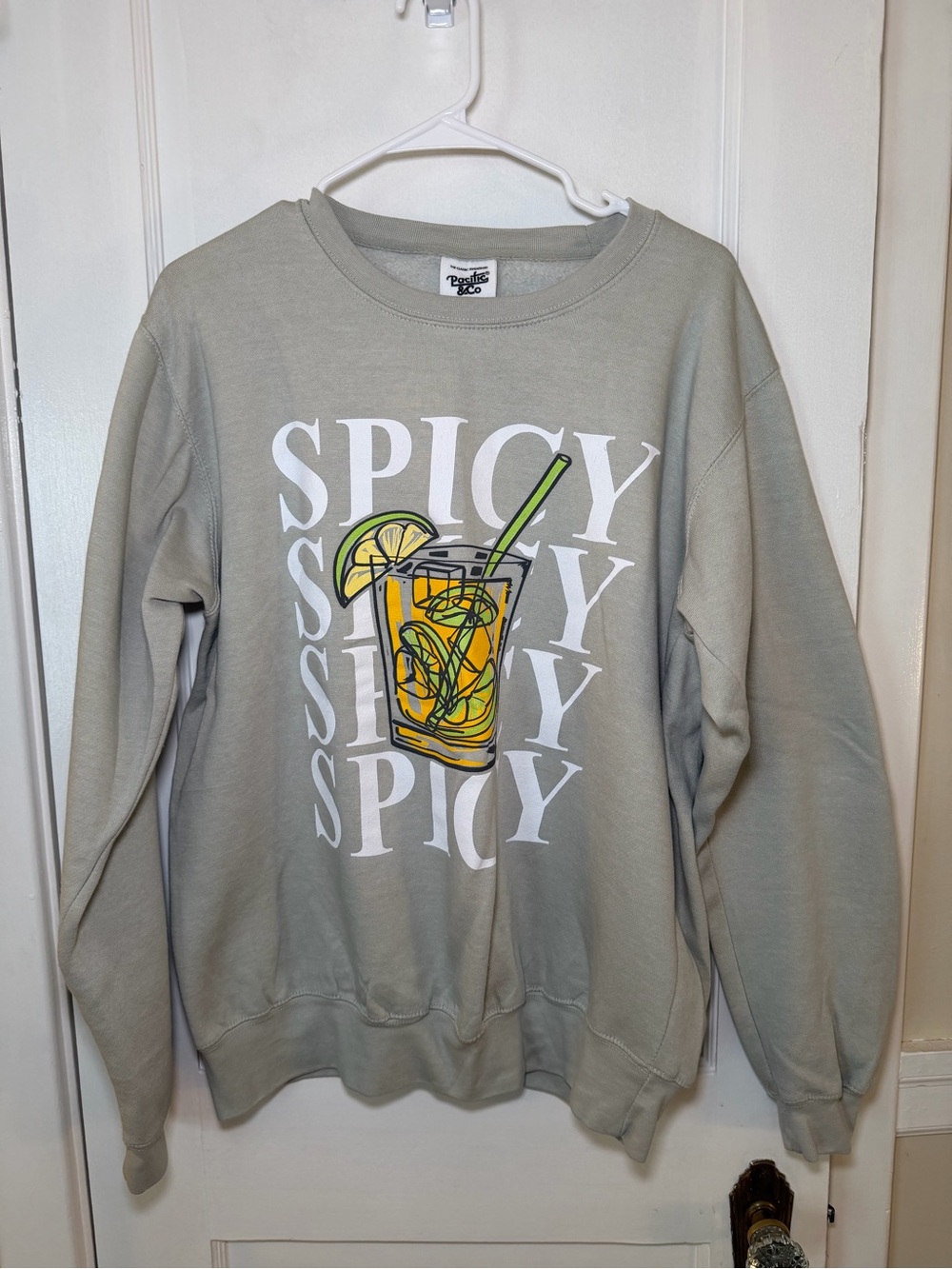 Light Gray 'Spicy' Graphic Crewneck Sweatshirt